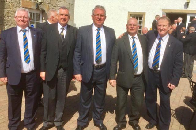 David Lacey, Norman Austin, Ray Newton, Gary Clubb, Rab Harvey attending 200th Anniversary, Lodge St John, Midcalder 2018