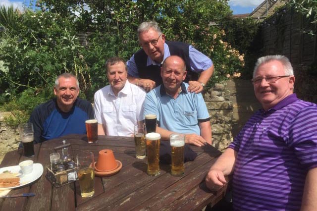 Norman Austin, John Sandilands, Ray Newton, John Crawford, David Lacey on a visit to Lodge Beresford Pierse, N. Yorkshire 2017