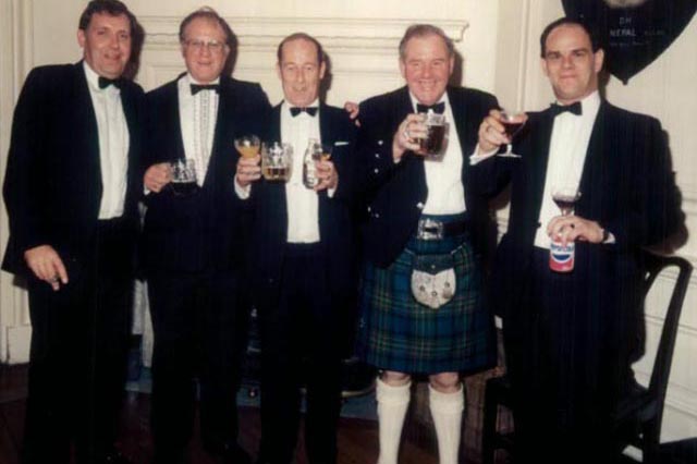 Ray Newton, Frank Wardrope, Jackie Irving, Bill Paterson, Donald Drummond attending the 250th Anniversary og the G. L. of Scotland at Hopetoun House in 1986